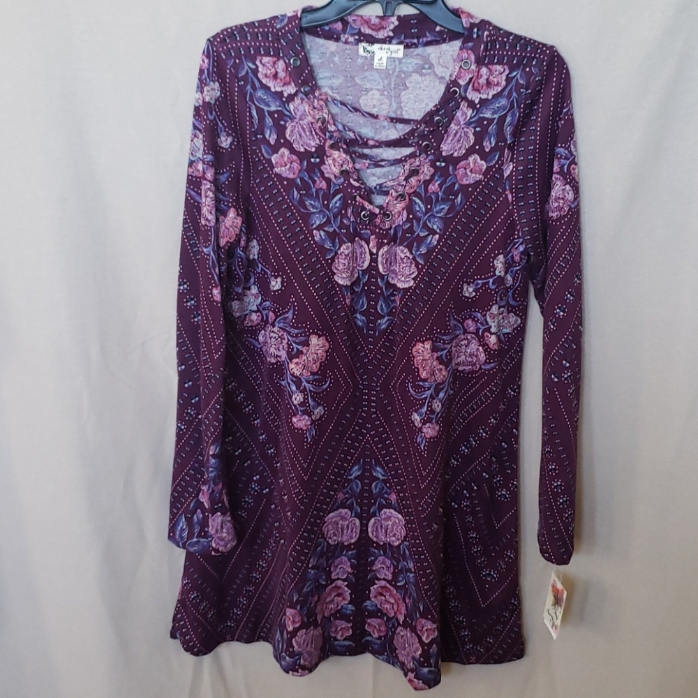 New with tags! Purple floral long sleeve dress.